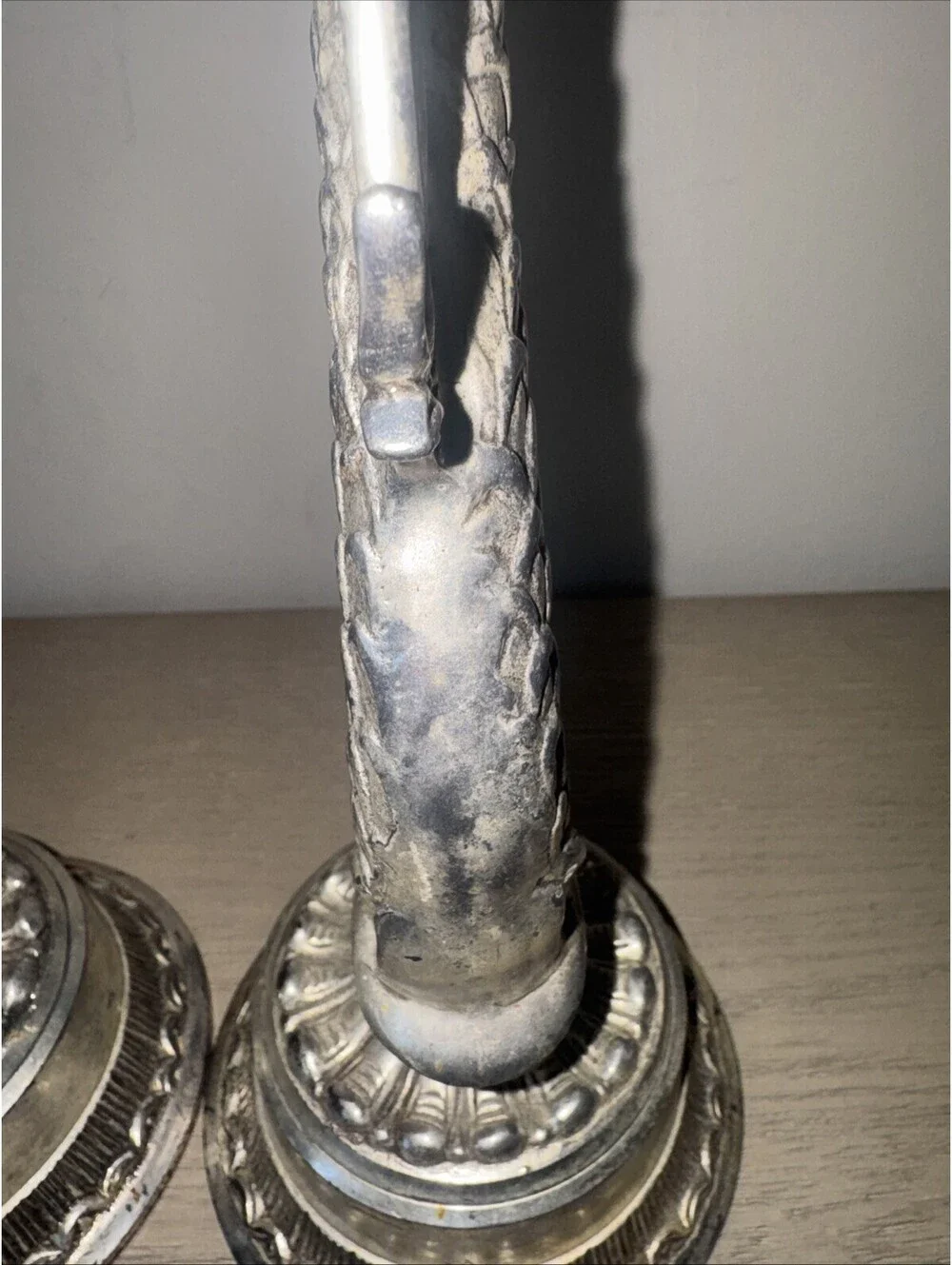 Hollywood Regency Style Silver Plated Dolphin Koi Fish Tall Candle Holders 16 in